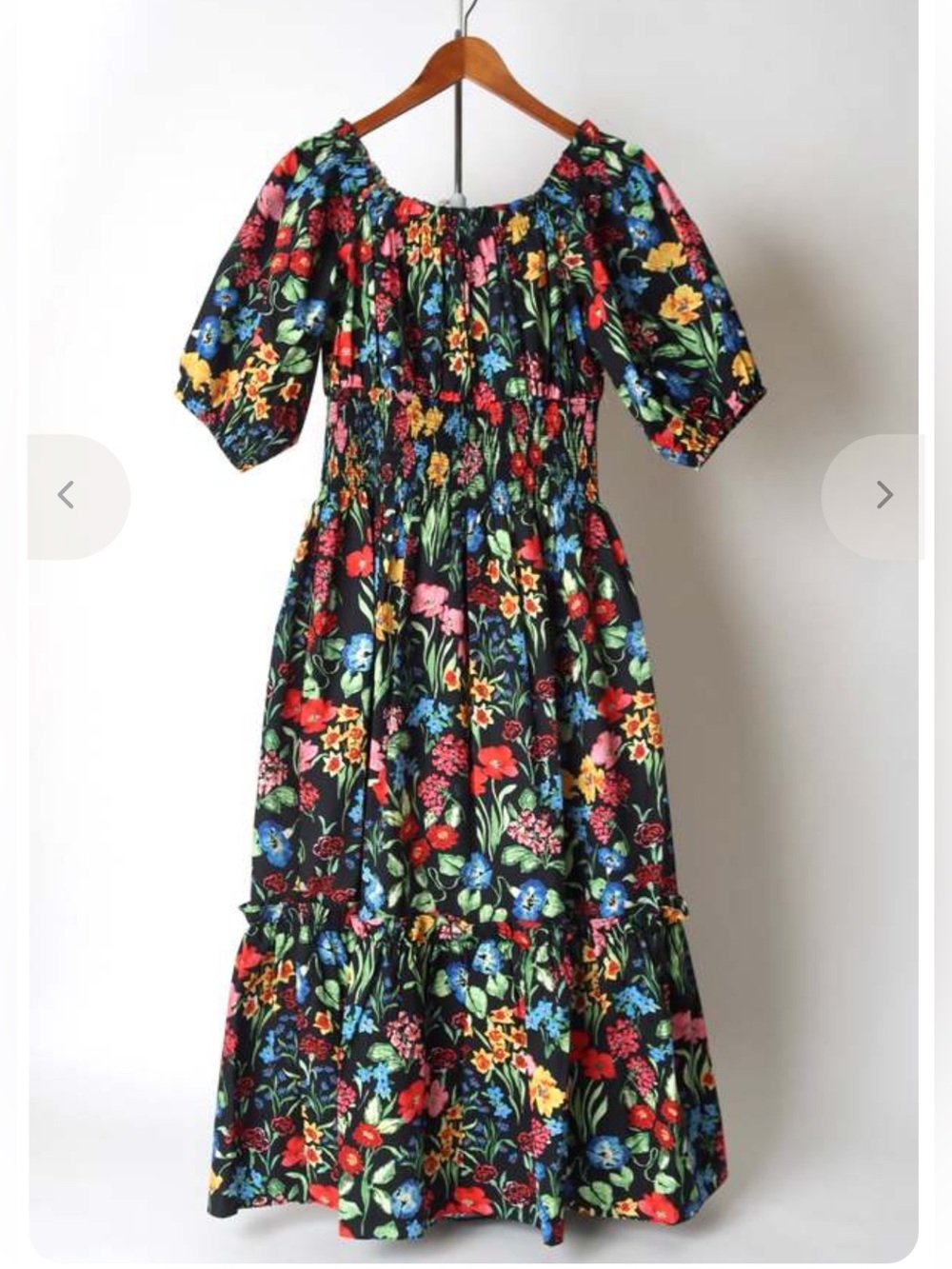 Cara Cara Mimi Floral Bold Garden Print Dress Puff Sleeve XS off the shoulder - Picture 1 of 15